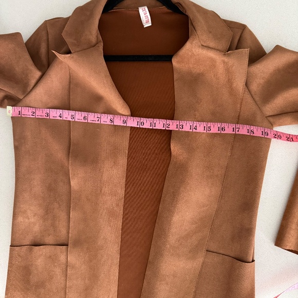 Faux Suede Brown Jacket w/Pockets - Picture 11 of 12
